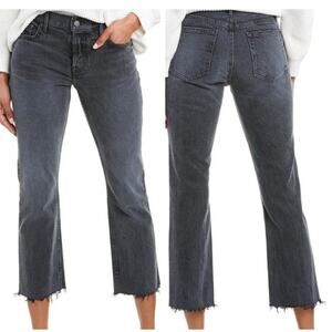 Grlfrnd Tatum Jeans 28 Women Midnight Rambler Crop Micro Bootcut Button Fly Gray